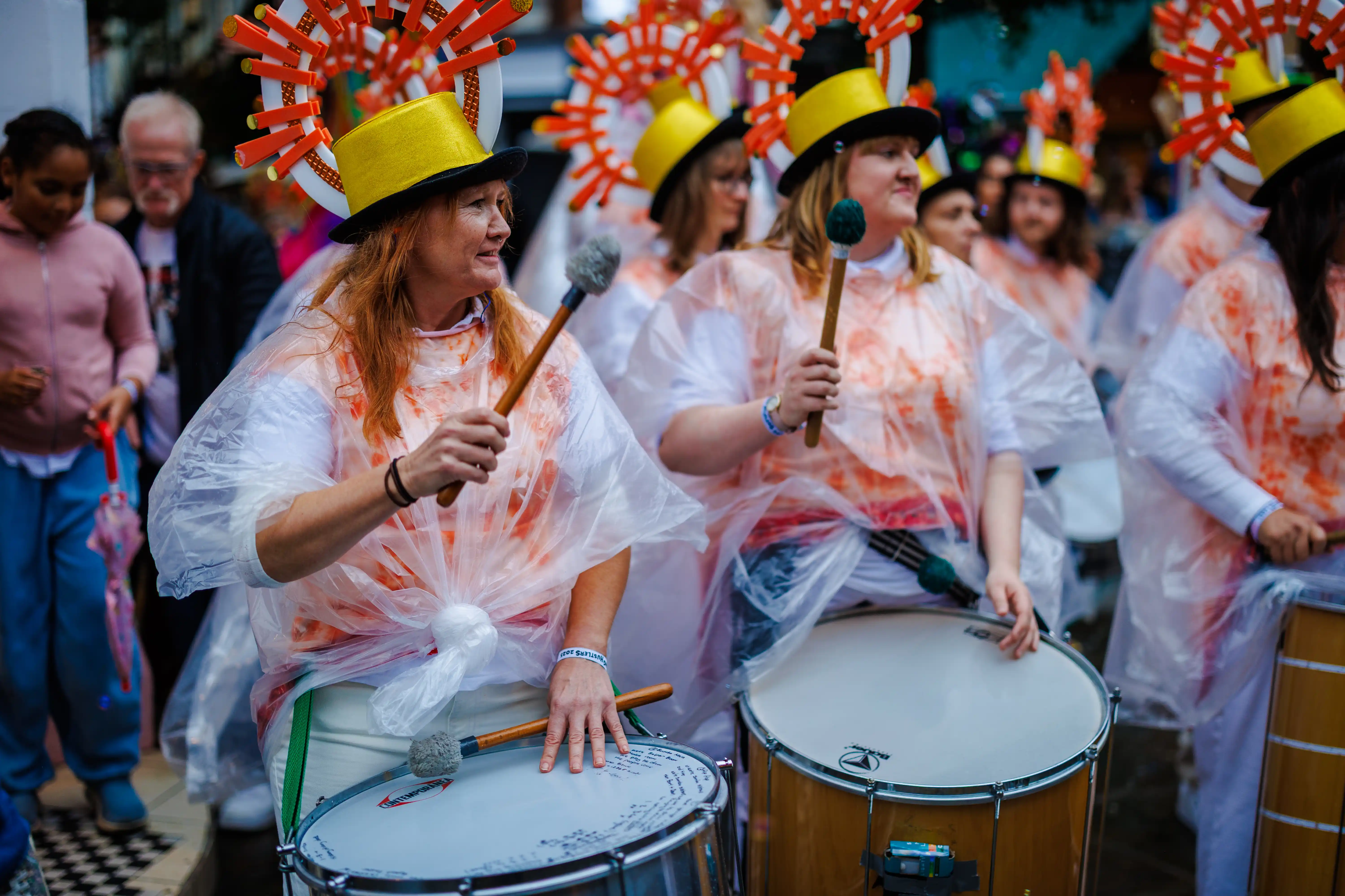 Samba drummers in the street at Hockley Hustle